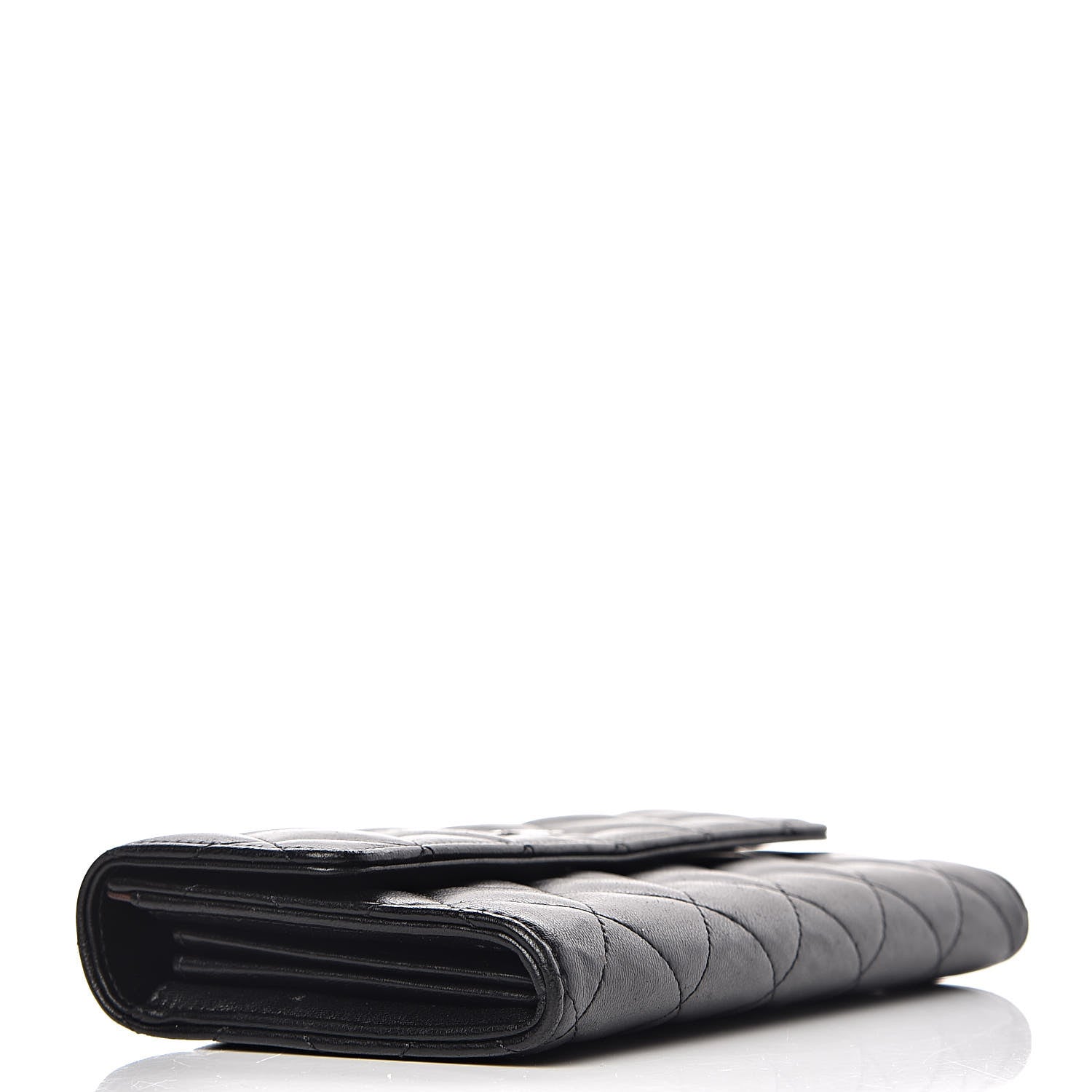 Chanel Lambskin Quilted Large Gusset Flap Wallet Black 4 of 12