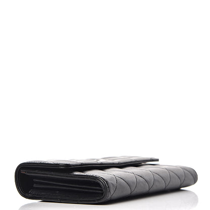 Chanel Lambskin Quilted Large Gusset Flap Wallet Black 4 of 12