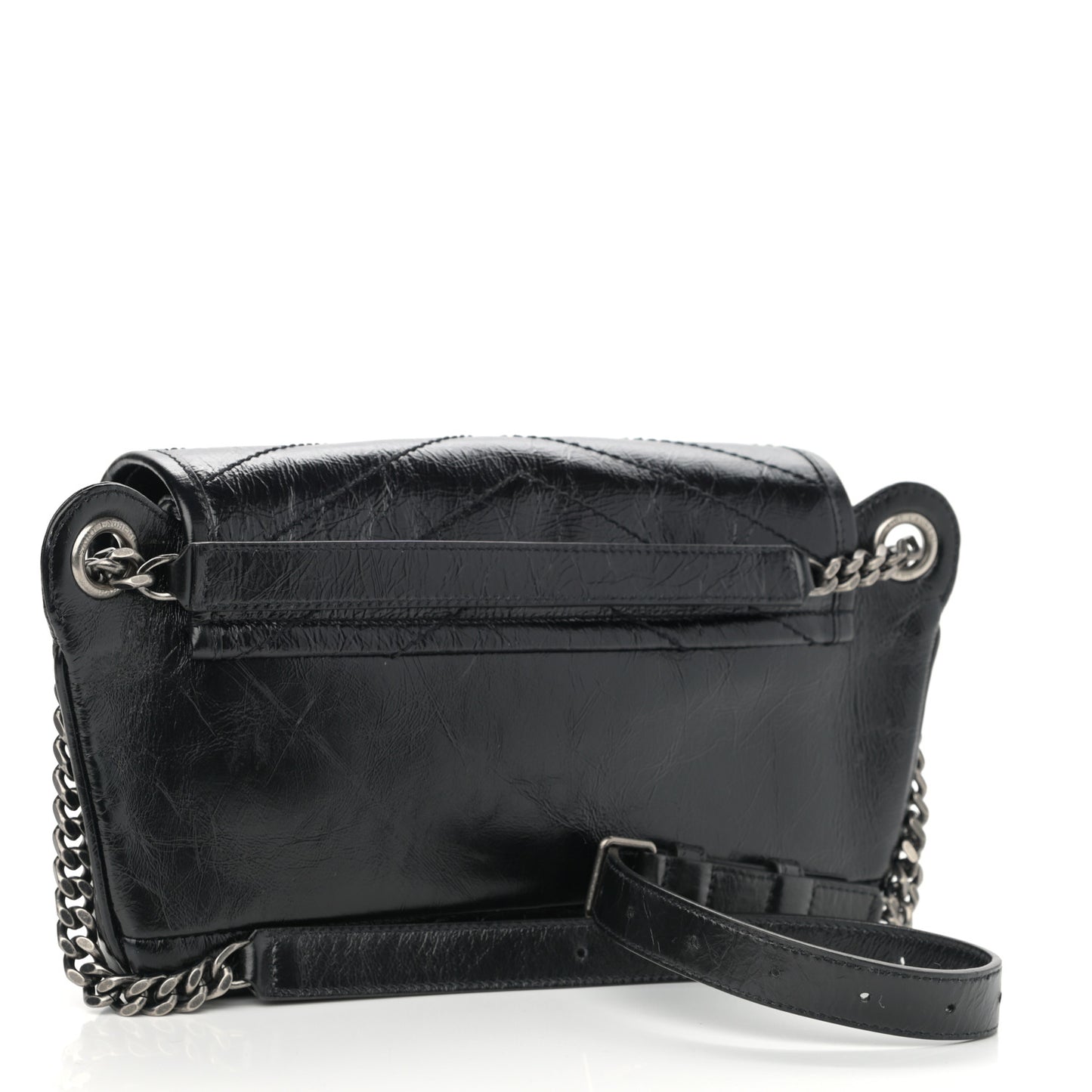 Crinkled Calfskin Matelasse Monogram Niki Body Bag Black