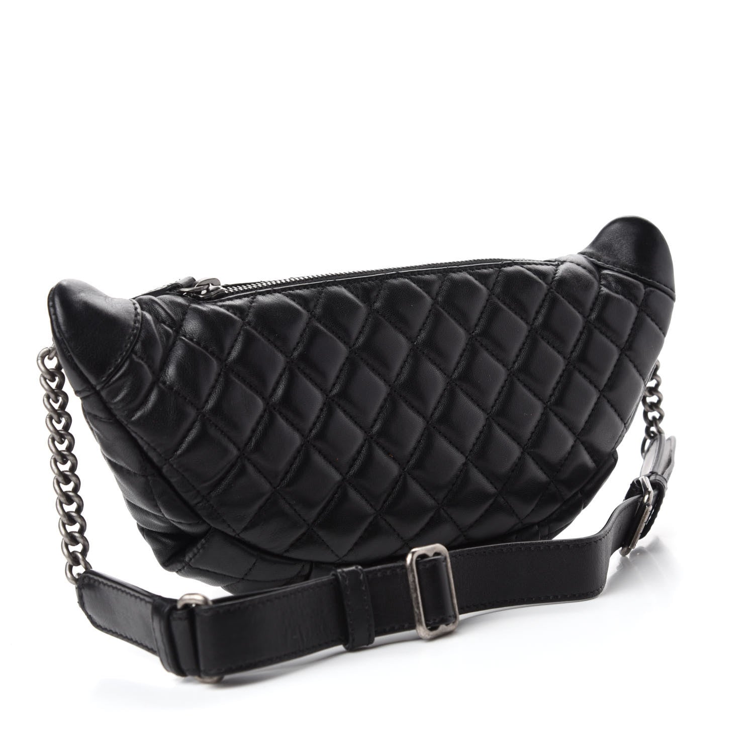 Chanel Lambskin Quilted Banane Waist Bag Fanny Pack Black 3 of 10