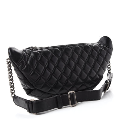 Chanel Lambskin Quilted Banane Waist Bag Fanny Pack Black 3 of 10