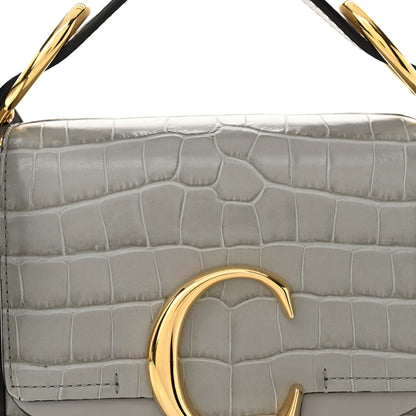 Chloe Calfskin Crocodile Embossed Mini C Double Carry Stormy Grey 8 of 12