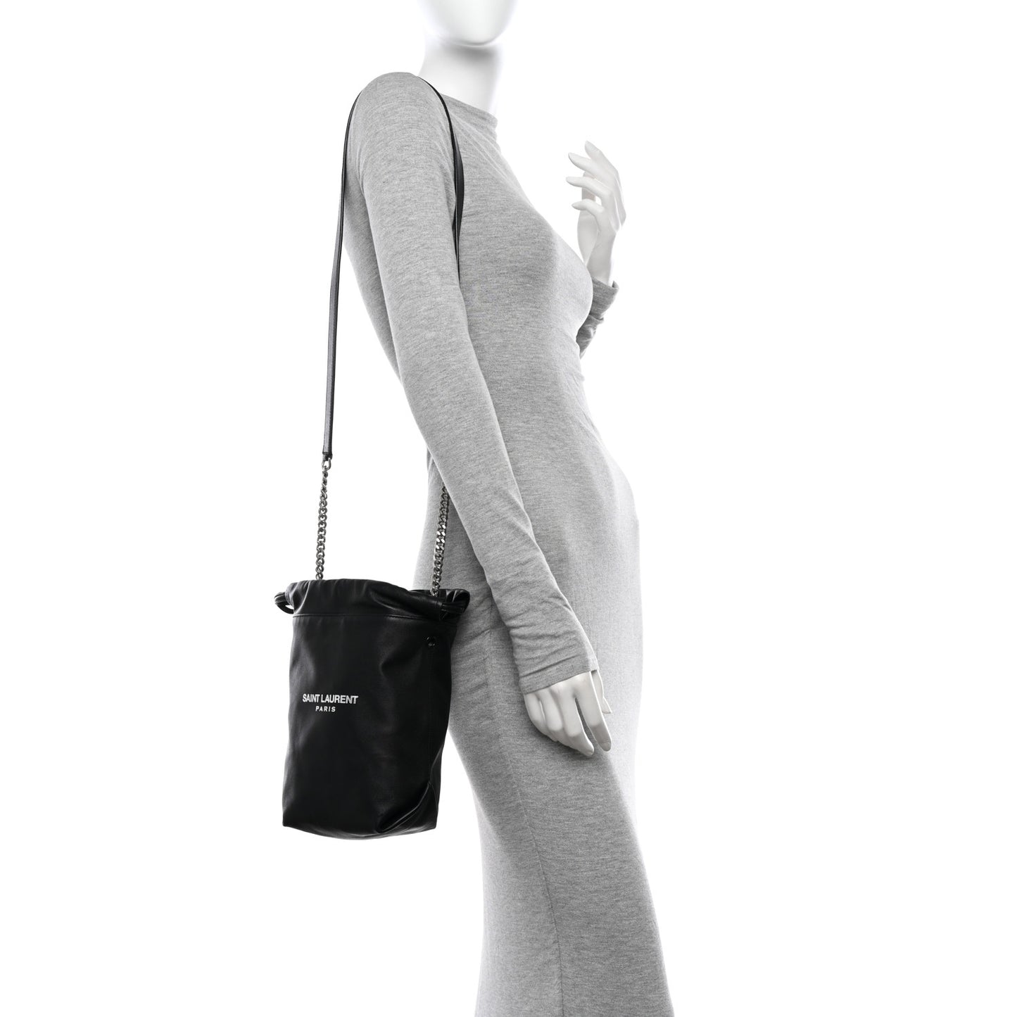 Lambskin Small Teddy Bucket Bag Black