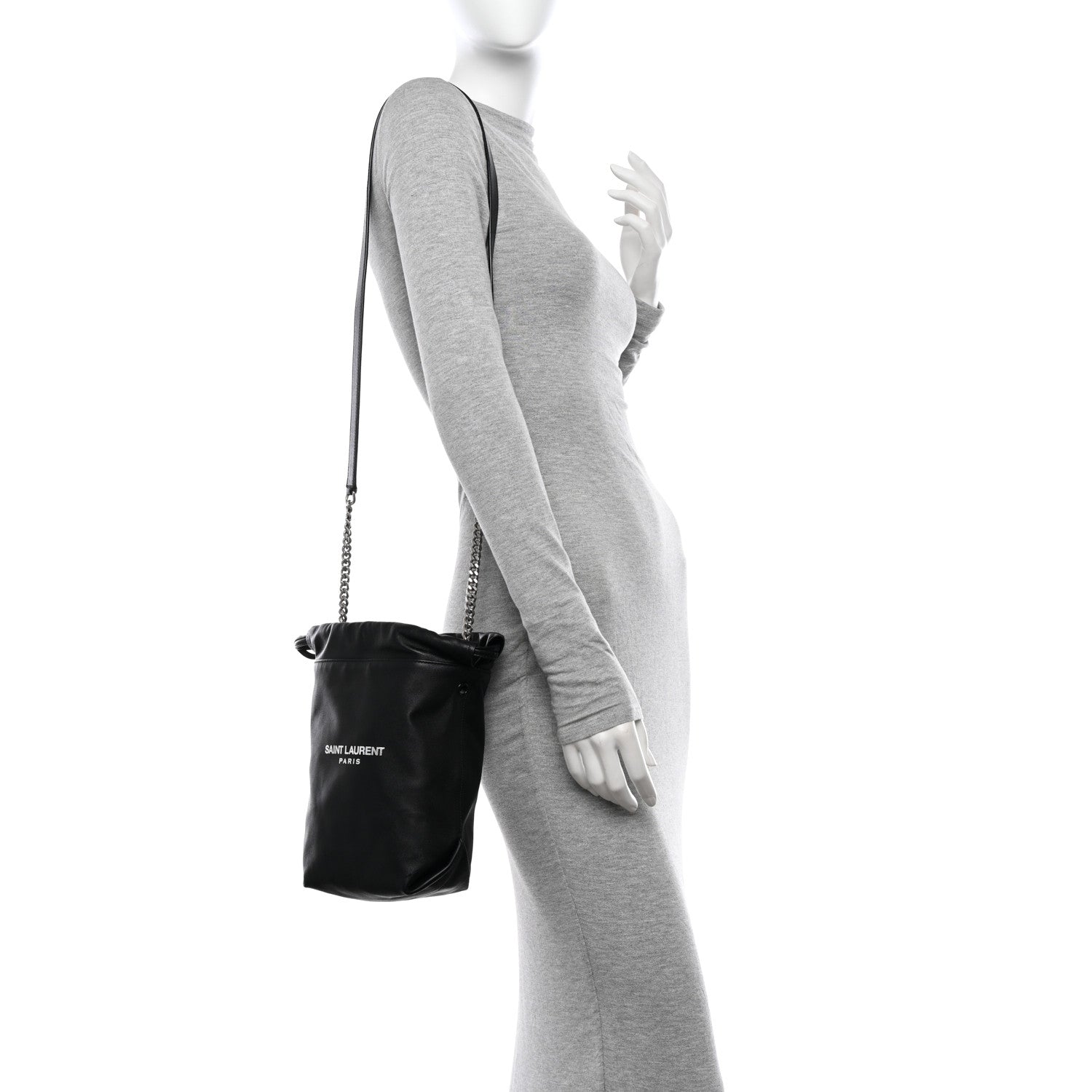 Saint Laurent Lambskin Small Teddy Bucket Bag Black 2 of 12