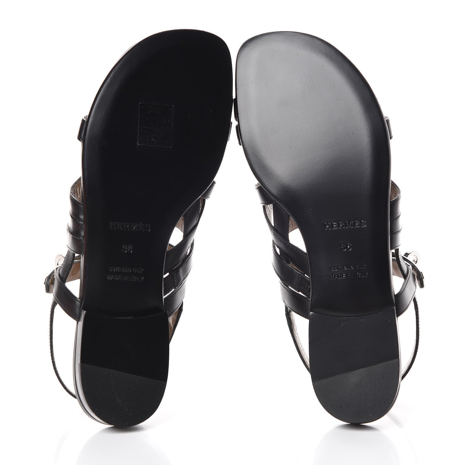 Hermes Calfskin Marine Buckle Sandals 36 Black 5 of 8