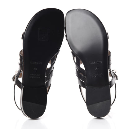 Hermes Calfskin Marine Buckle Sandals 36 Black 5 of 8