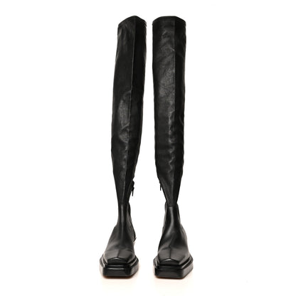 Bottega Veneta Calfskin Nappa Lean Over The Knee Boots 38 Black 2 of 8