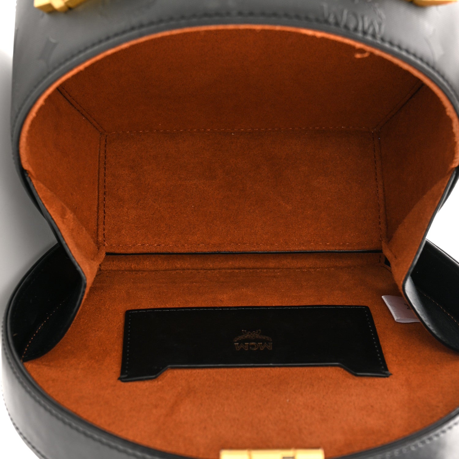 MCM Monogram Coated Canvas Berlin Studded Hat Box Crossbody Black 5 of 9
