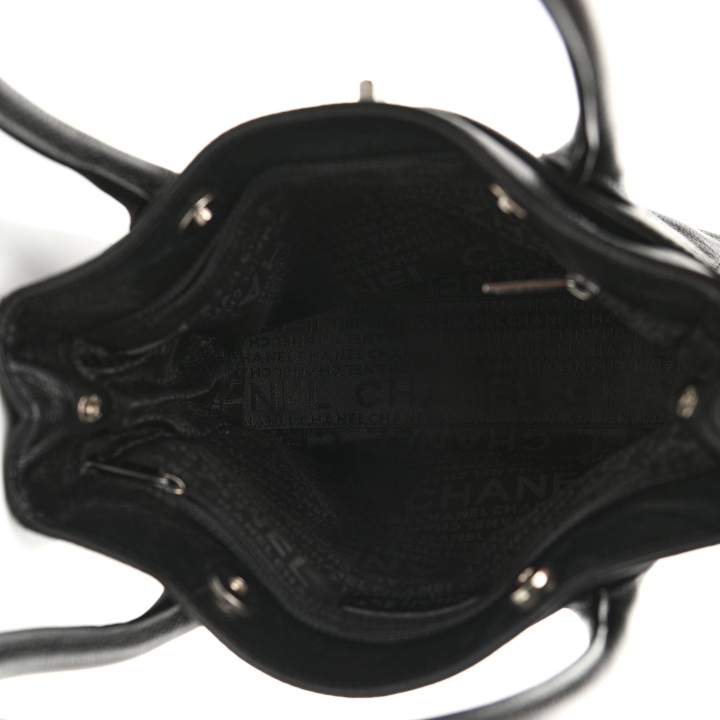 Calfskin Mademoiselle Lock Small Cerf Shopper Tote Black