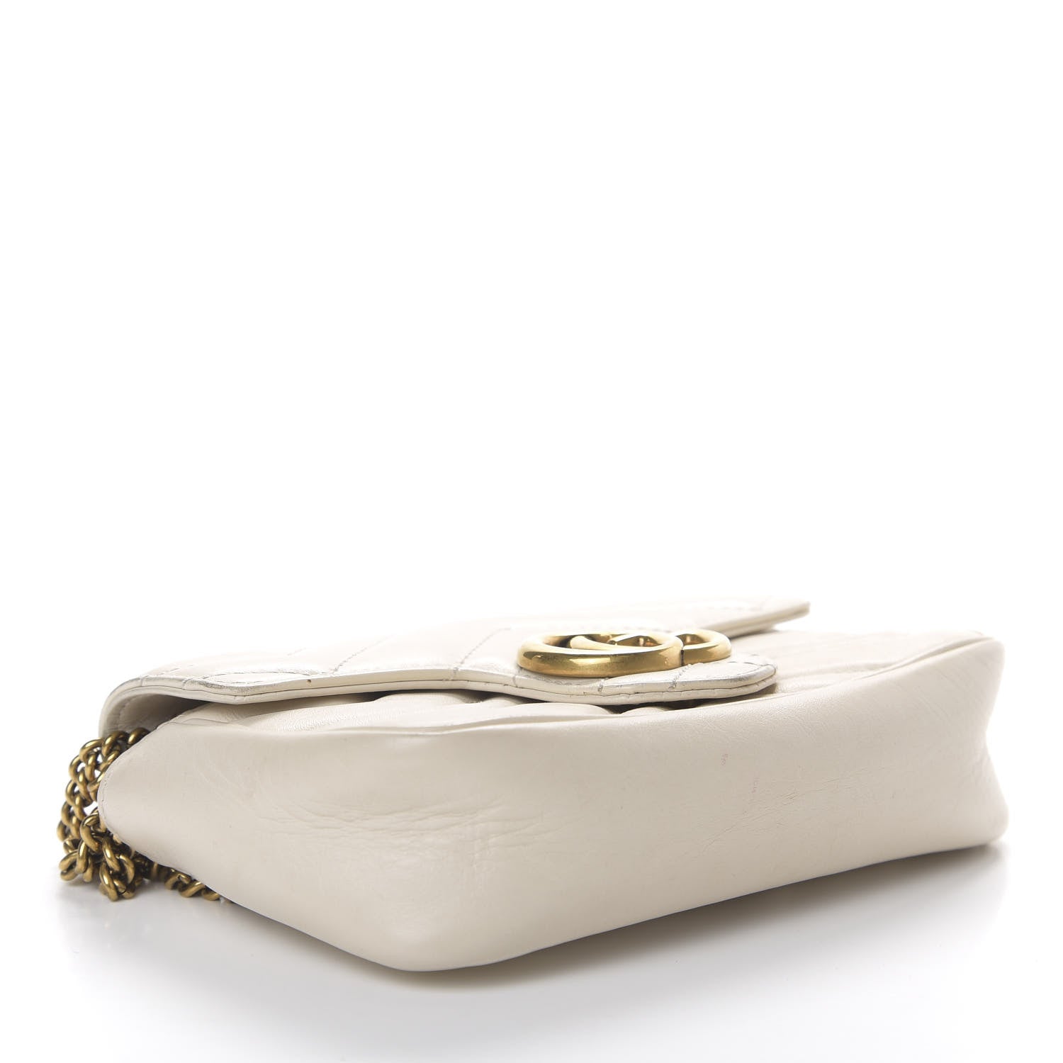 Gucci Calfskin Matelasse Super Mini GG Marmont Shoulder Bag White 3 of 17