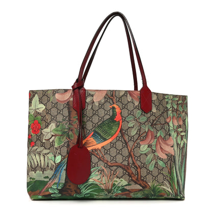 Gucci GG Supreme Monogram Tian Medium Shopping Tote Beige Multicolor Red 1 of 13