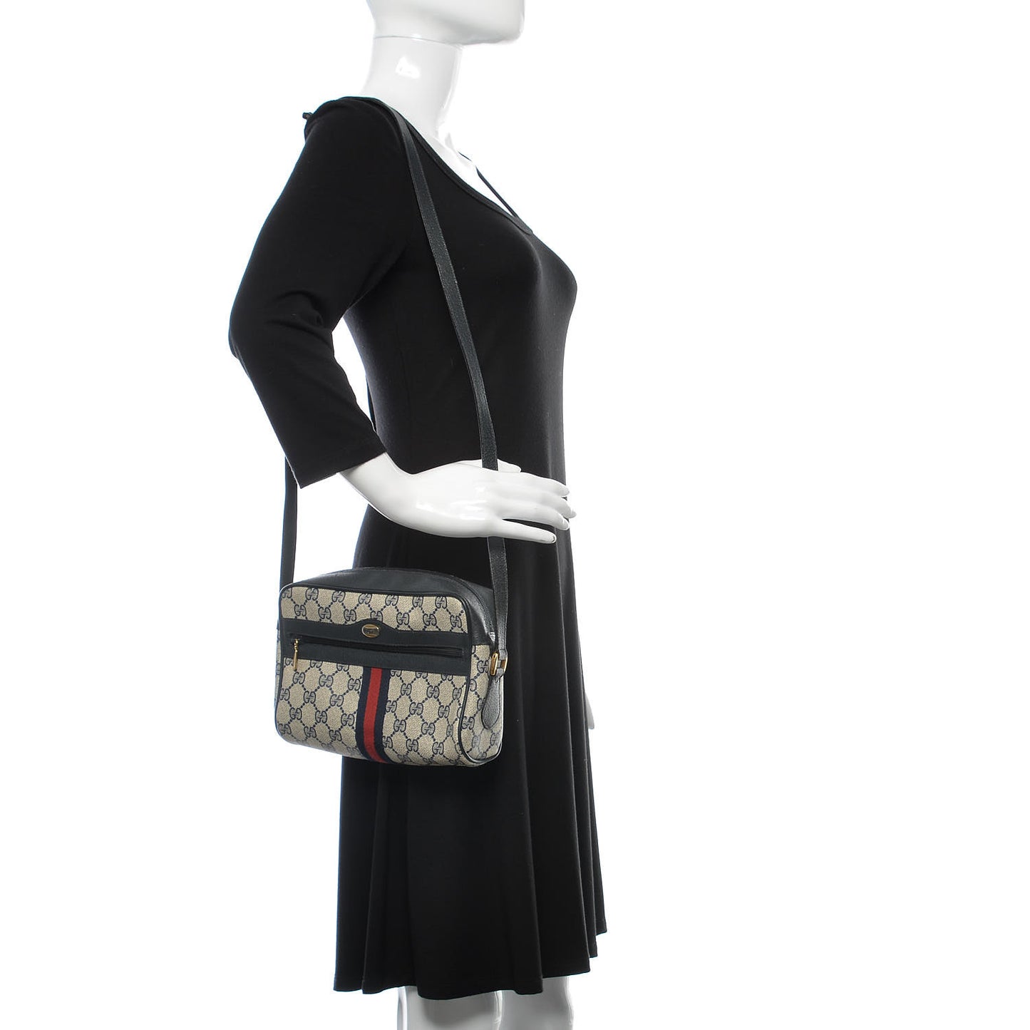 GG Plus Monogram Web Mini Crossbody Bag Blue