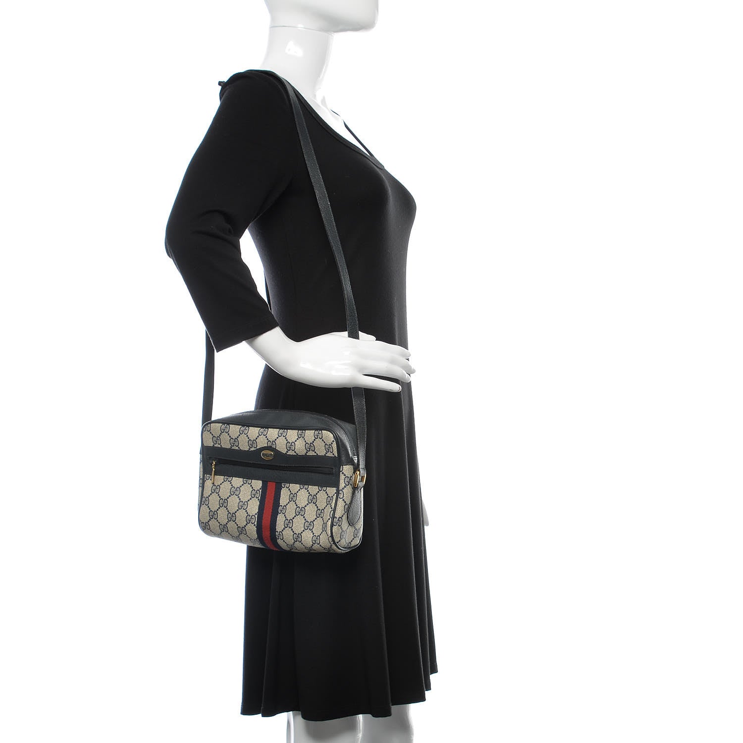 Gucci GG Plus Monogram Web Mini Crossbody Bag Blue 2 of 7