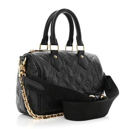 Louis Vuitton Lambskin Embossed Monogram Speedy 22 Bandouliere Black 3 of 9