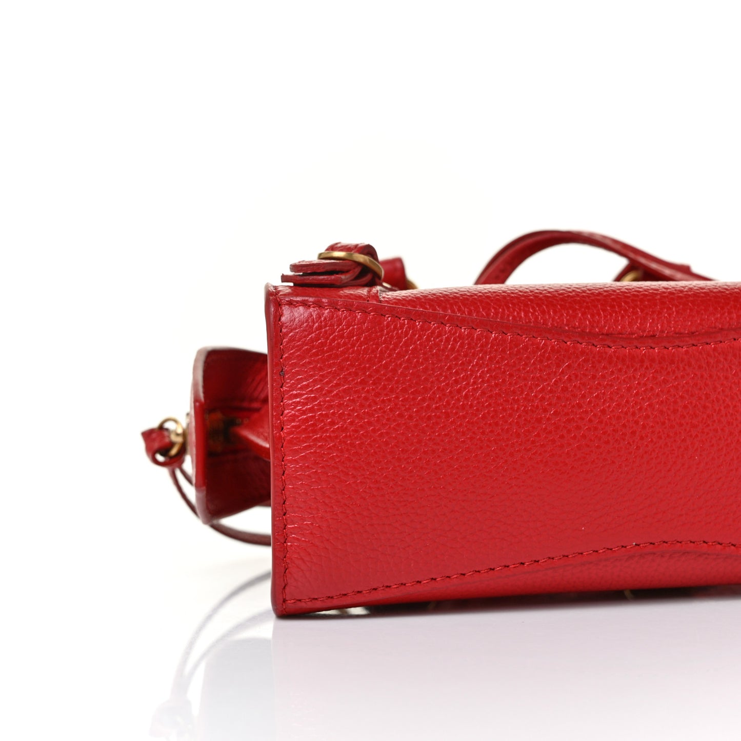 Grained Calfskin Neo Classic Gold Hardware Nano City Crossbody Medium Red