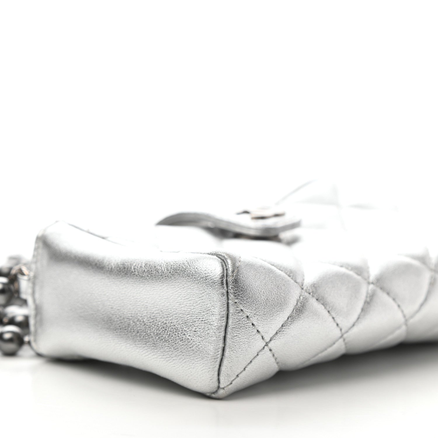 Chanel Metallic Lambskin Quilted Pearl Chain Mini Love Symbols Bag Silver 8 of 10