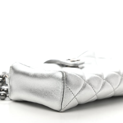 Chanel Metallic Lambskin Quilted Pearl Chain Mini Love Symbols Bag Silver 8 of 10