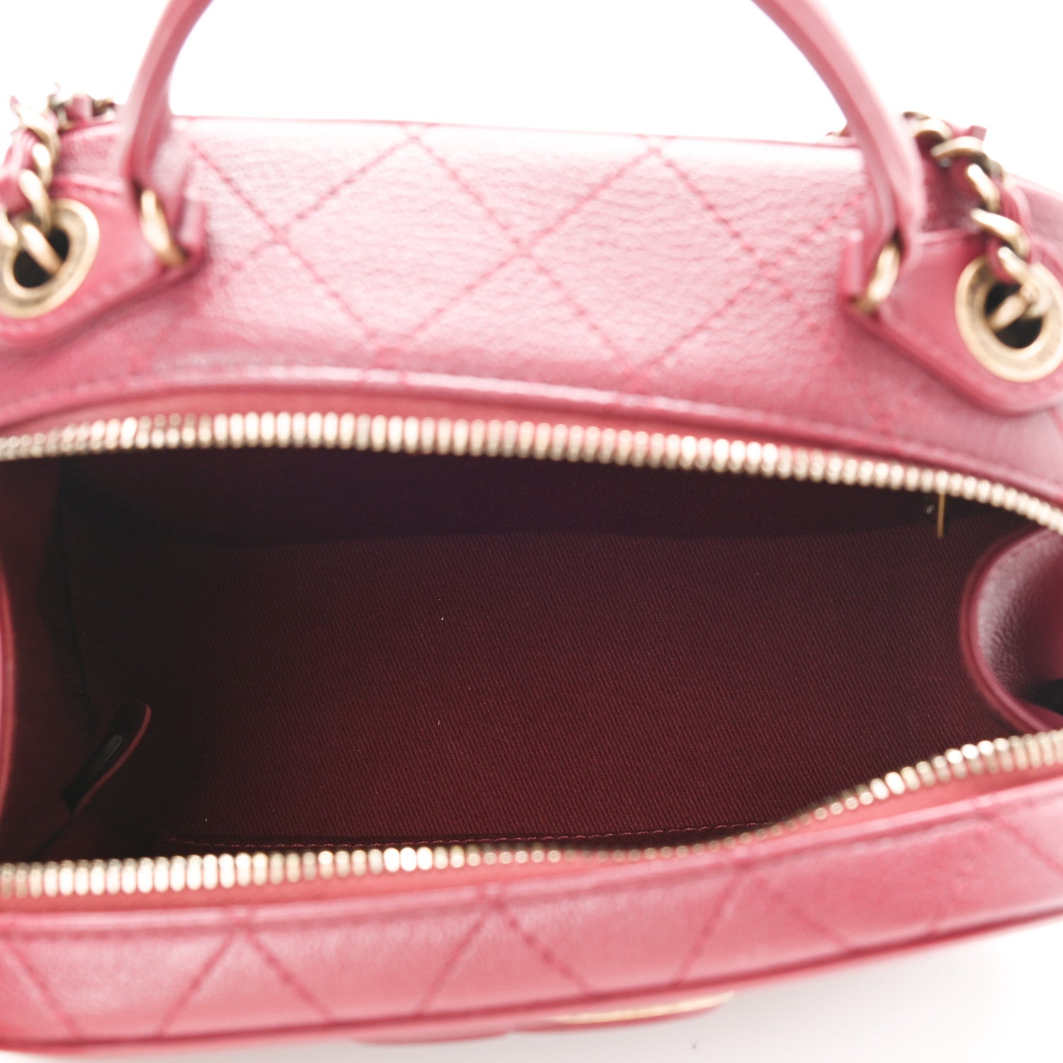 Chanel Shiny Calfskin Goatskin Quilted Small Coco Curve Vanity Burgundy 4 of 9