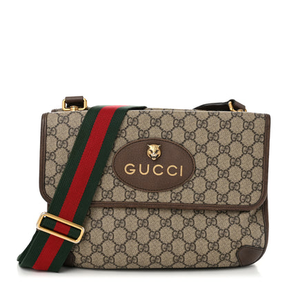 Gucci GG Supreme Monogram Web Neo Vintage Double Flap Messenger Bag Beige New Acero 1 of 10