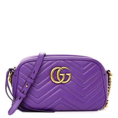 Gucci Calfskin Matelasse Small GG Marmont Chain Shoulder Bag Shine Purple 1 of 12
