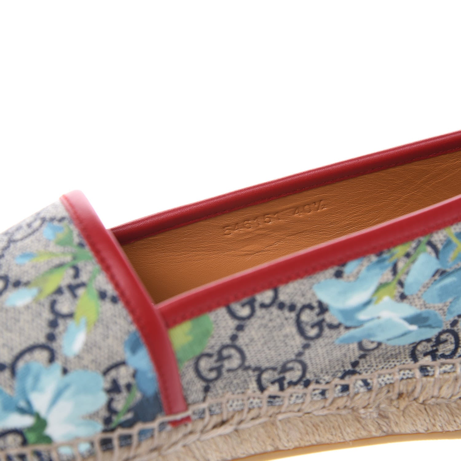 Gucci GG Supreme Monogram Blooms Espadrilles 40.5 Beige Blue Navy Hibiscus Red 7 of 9