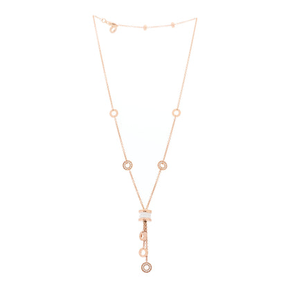 Bulgari 18K Rose Gold Diamond White Ceramic B.Zero1 Necklace 3 of 5