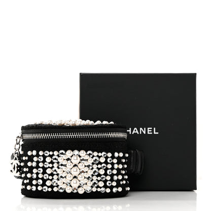 Chanel Tweed Pearl Lambskin Quilted Arm Coin Purse Black 8 of 8