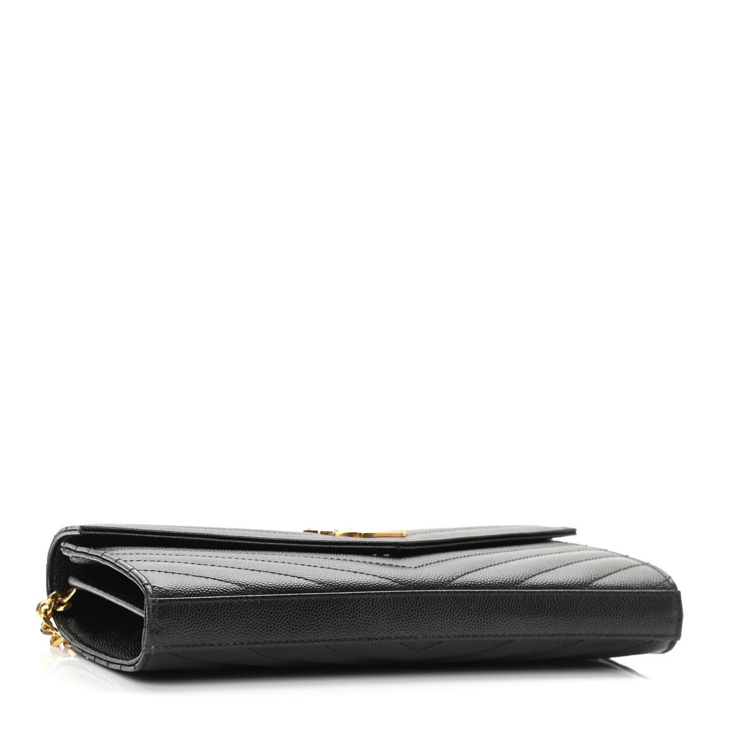 Grain De Poudre Matelasse Chevron Monogram Chain Wallet Black