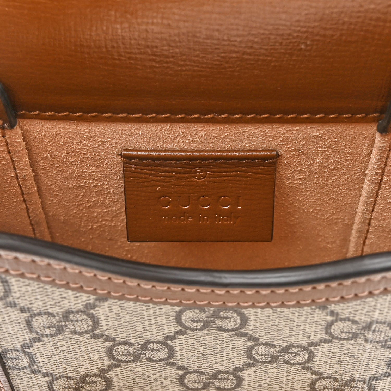 Gucci GG Supreme Monogram Mini Horsebit 1955 Crossbody Bag Beige Brown Sugar 6 of 14