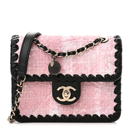 Chanel Tweed Braided Calfskin Mini My Own Frame Flap Pink Black 1 of 11