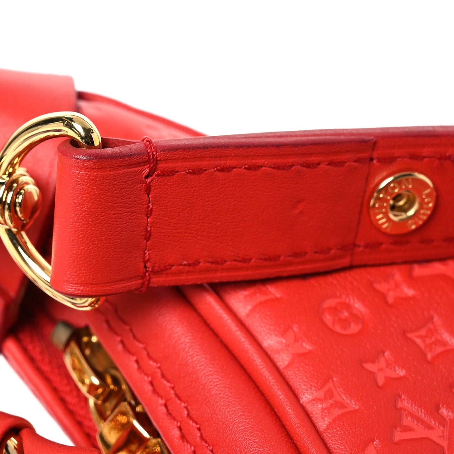 Calfskin Nanogram Embossed Loop PM Rouge