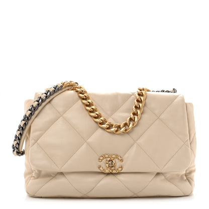 Chanel Lambskin Quilted Maxi Chanel 19 Flap Beige 1 of 13