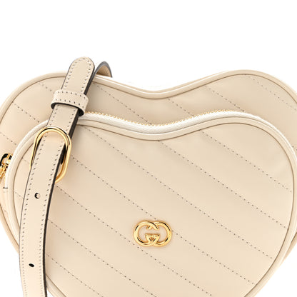 Gucci Calfskin Matelasse Diagonal Mini Interlocking G Heart Shoulder Bag Mystic White 8 of 12