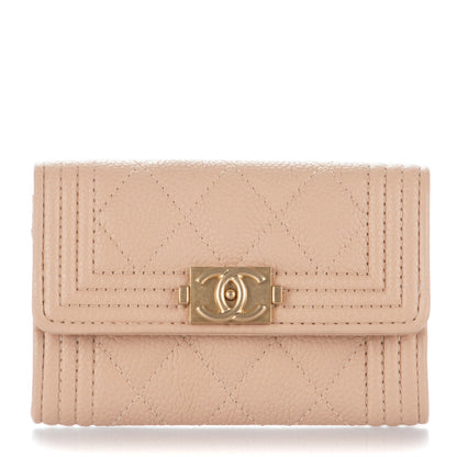Chanel Caviar Quilted Boy Card Holder Wallet Beige Clair 1 of 8