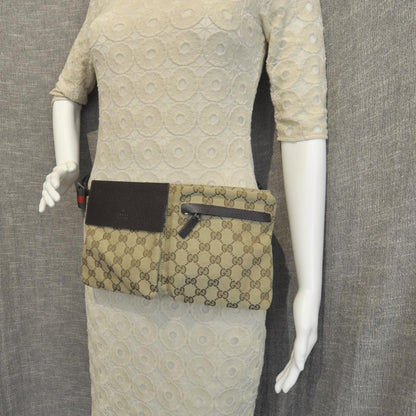 Gucci GG Monogram Web Double Pocket Belt Bag Ebony 2 of 9