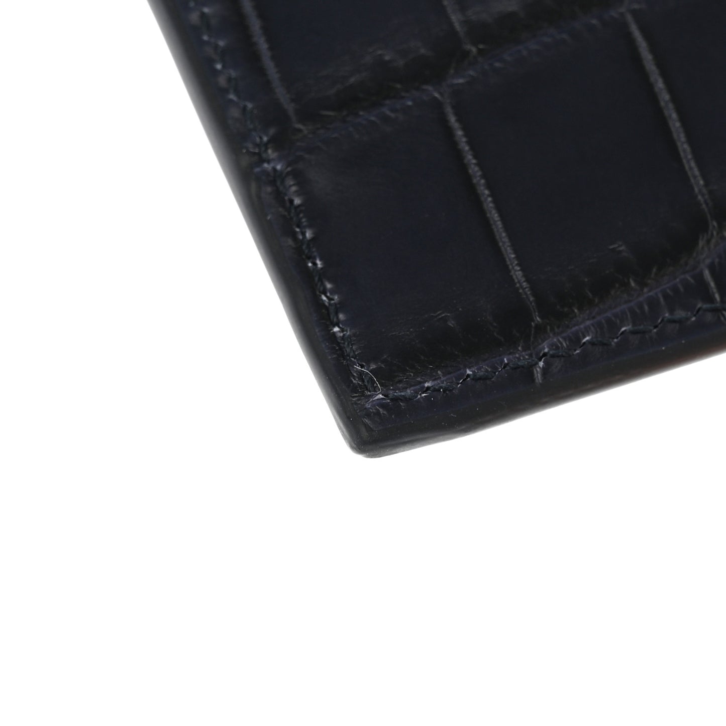 Calfskin Crocodile Embossed Card Holder Navy