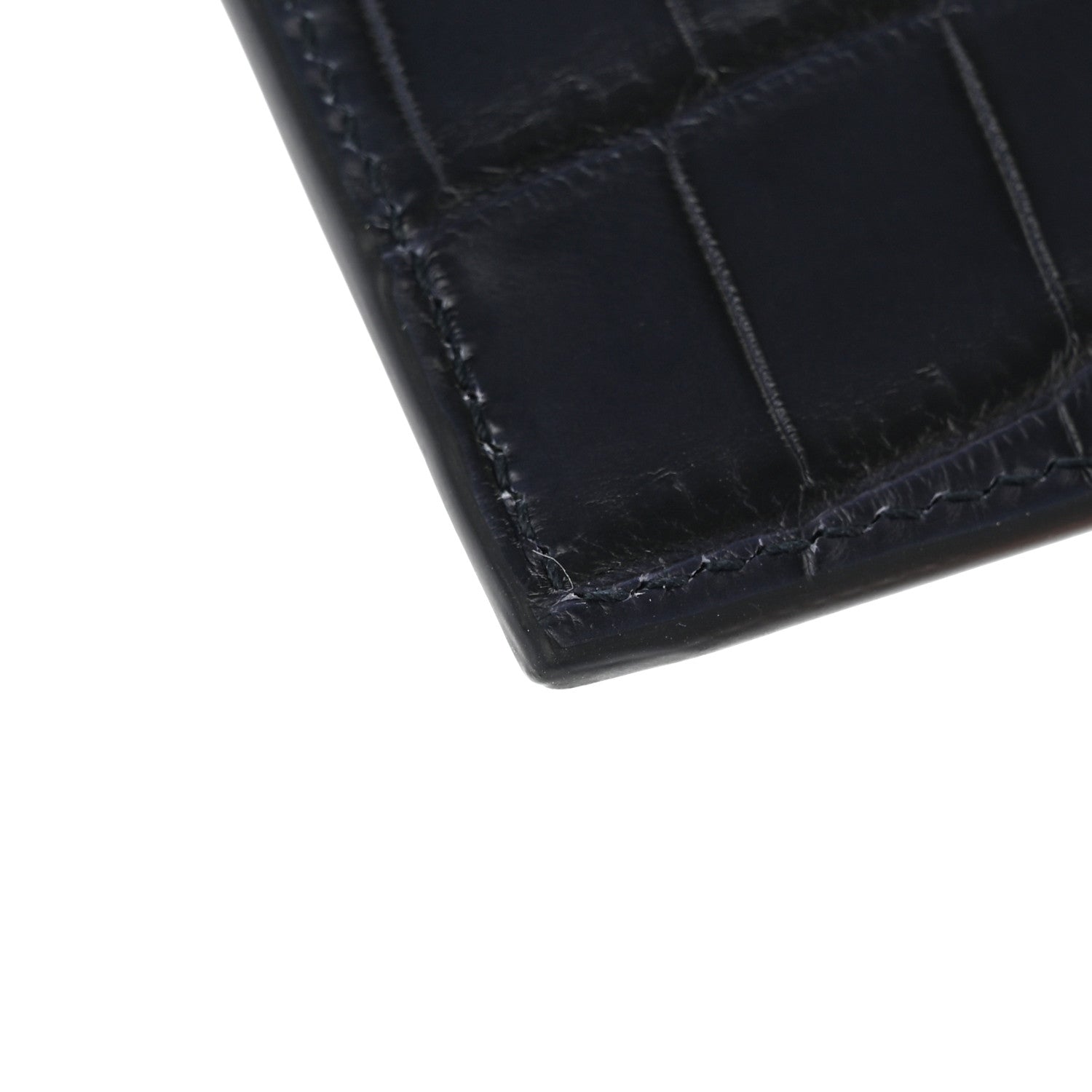Bottega Veneta Calfskin Crocodile Embossed Card Holder Navy 10 of 12
