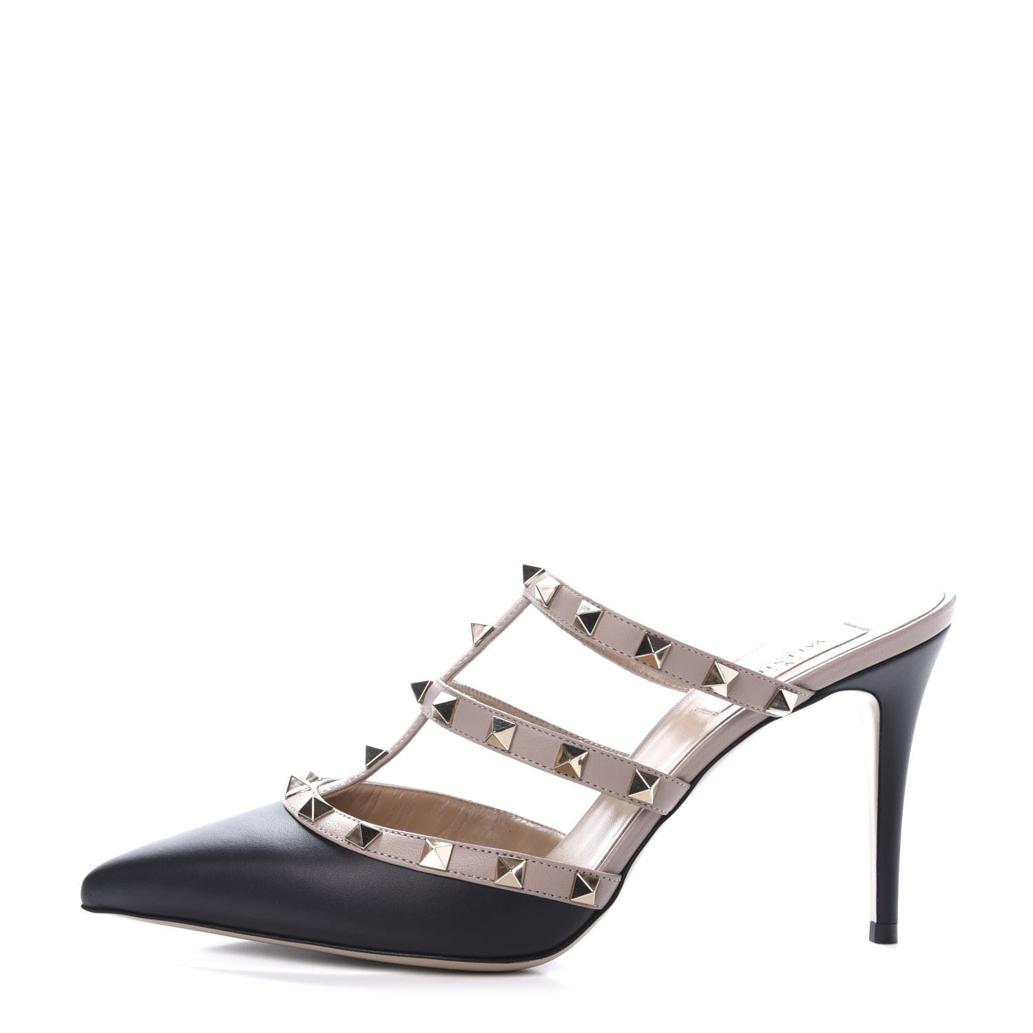 Valentino Garavani Nappa Rockstud 90mm Cage Mules 39.5 Black Poudre 1 of 10