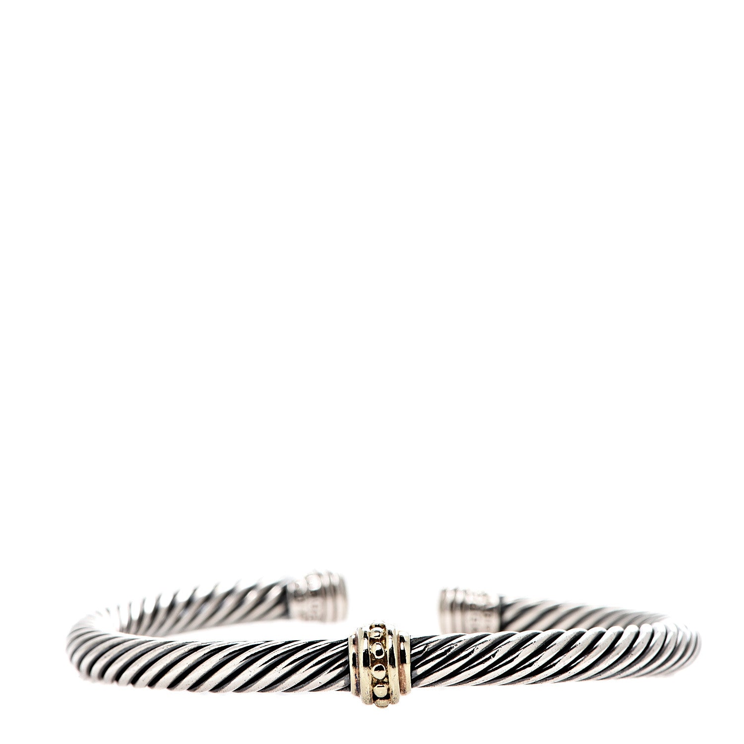 David Yurman Sterling Silver 14K Yellow Gold 5mm Station Cable Bracelet 1 of 3