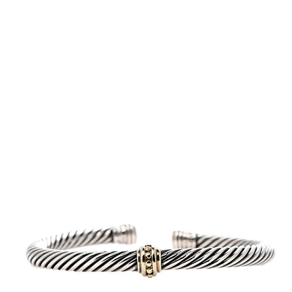 David Yurman Sterling Silver 14K Yellow Gold 5mm Station Cable Bracelet 1 of 3