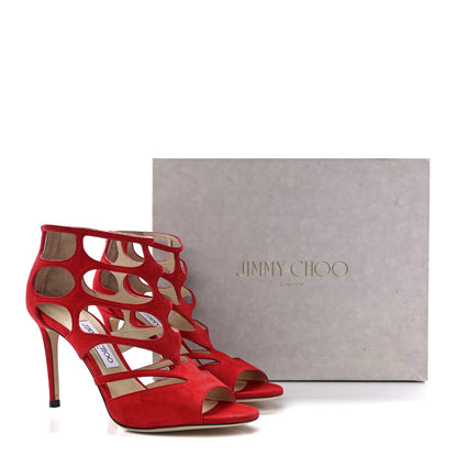 Jimmy Choo Suede Ren 100 Sandals 38.5 Red 8 of 8