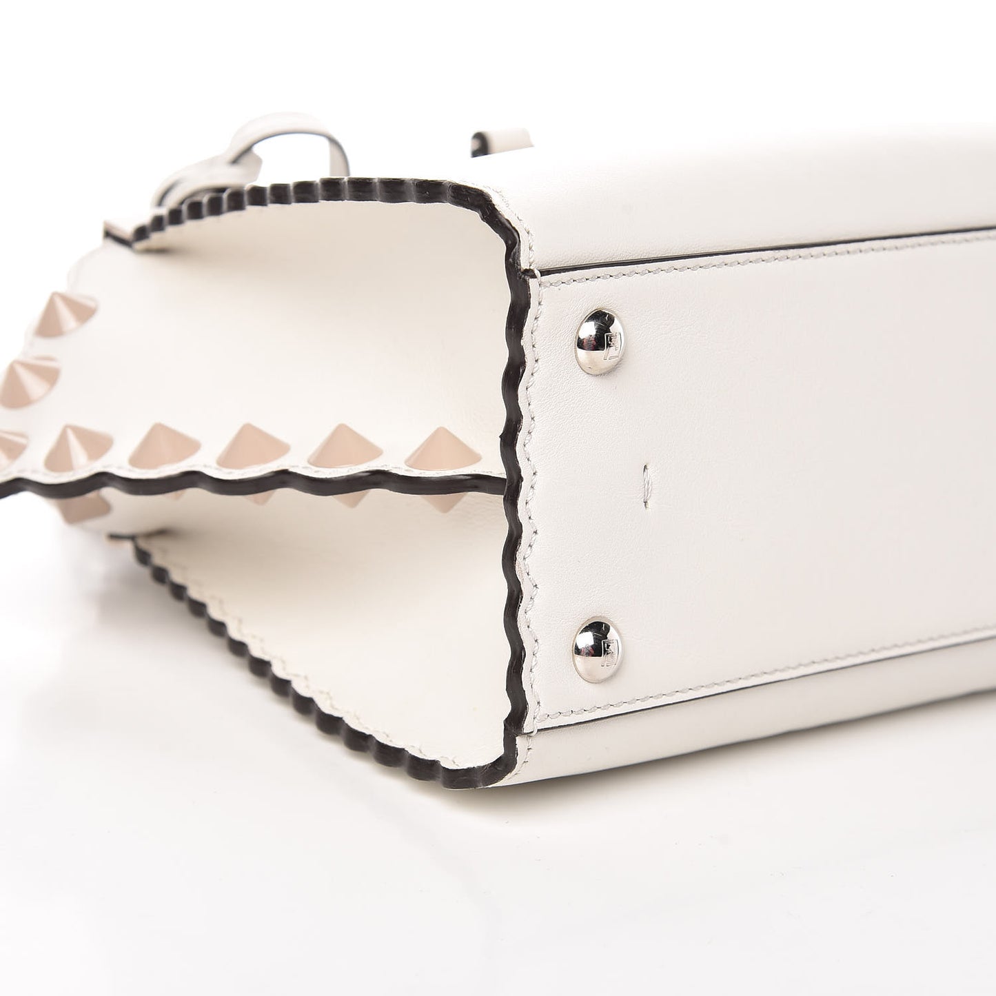 Vitello Dolce Scalloped Studded Mini 3Jours Tote White Ice Nuvola