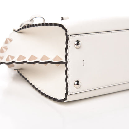Fendi Vitello Dolce Scalloped Studded Mini 3Jours Tote White Ice Nuvola 10 of 13