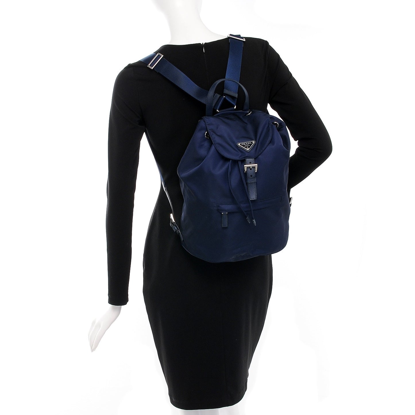 Nylon Vela Saffiano Medium Cinch Backpack Baltico