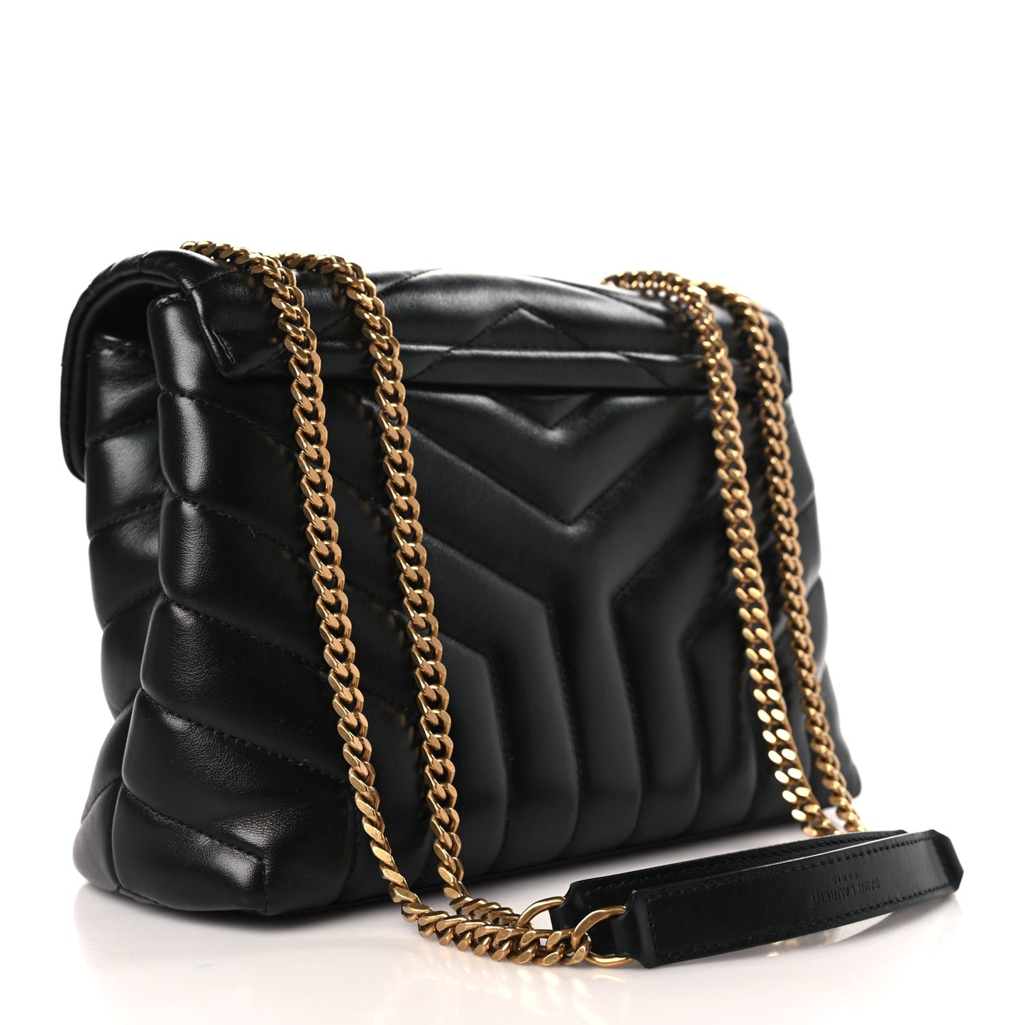 Calfskin Y Quilted Monogram Small Loulou Chain Satchel Black
