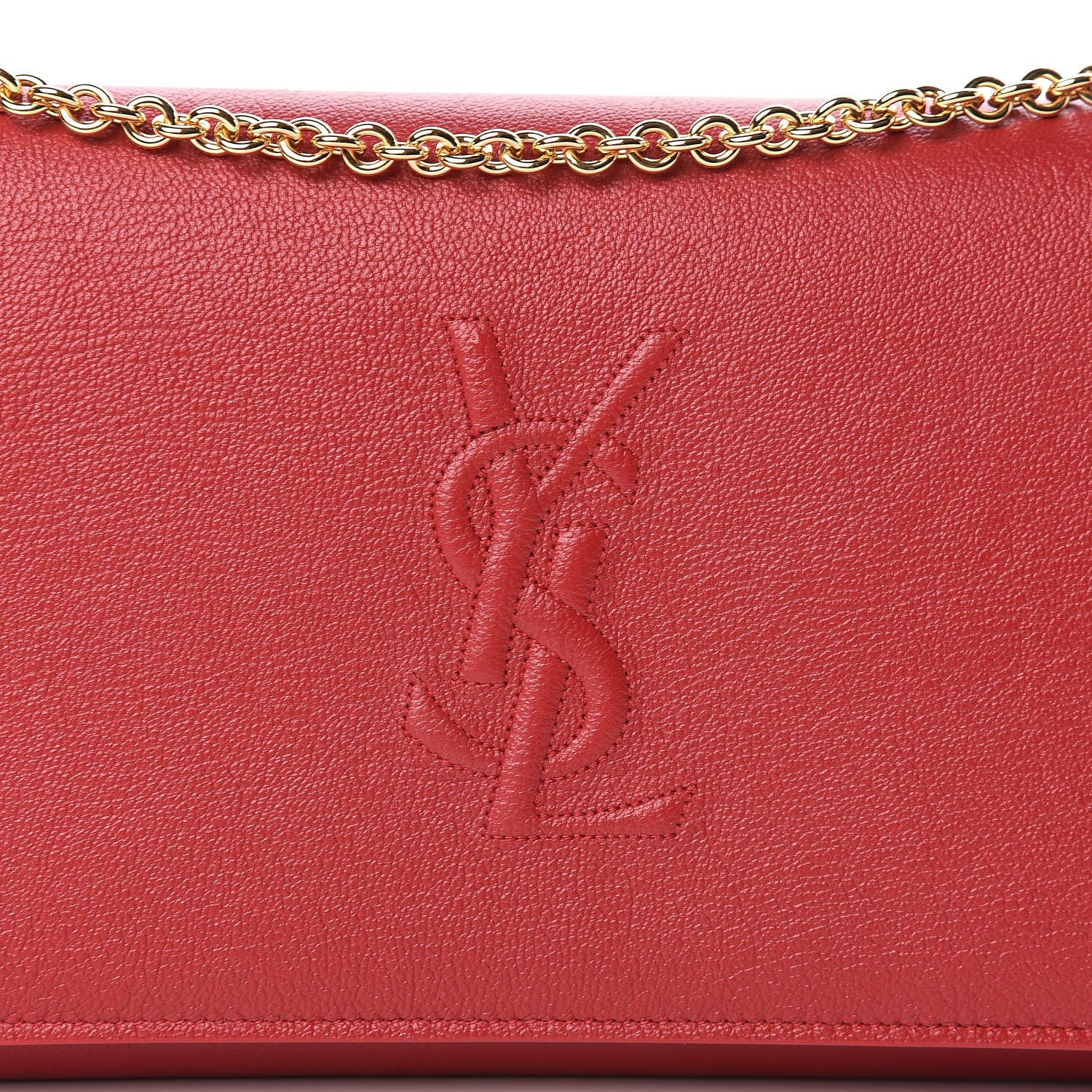 Saint Laurent Calfskin Belle de Jour Chain Clutch Rouge Orient 10 of 11