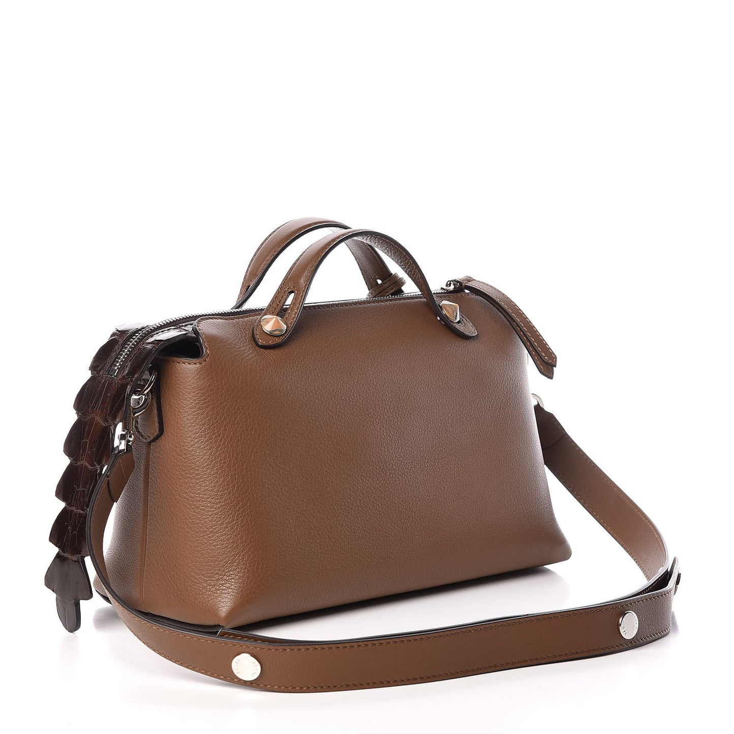 Vitello Dolce Croc Tail Medium By The Way Boston Bag Foresta Marrone