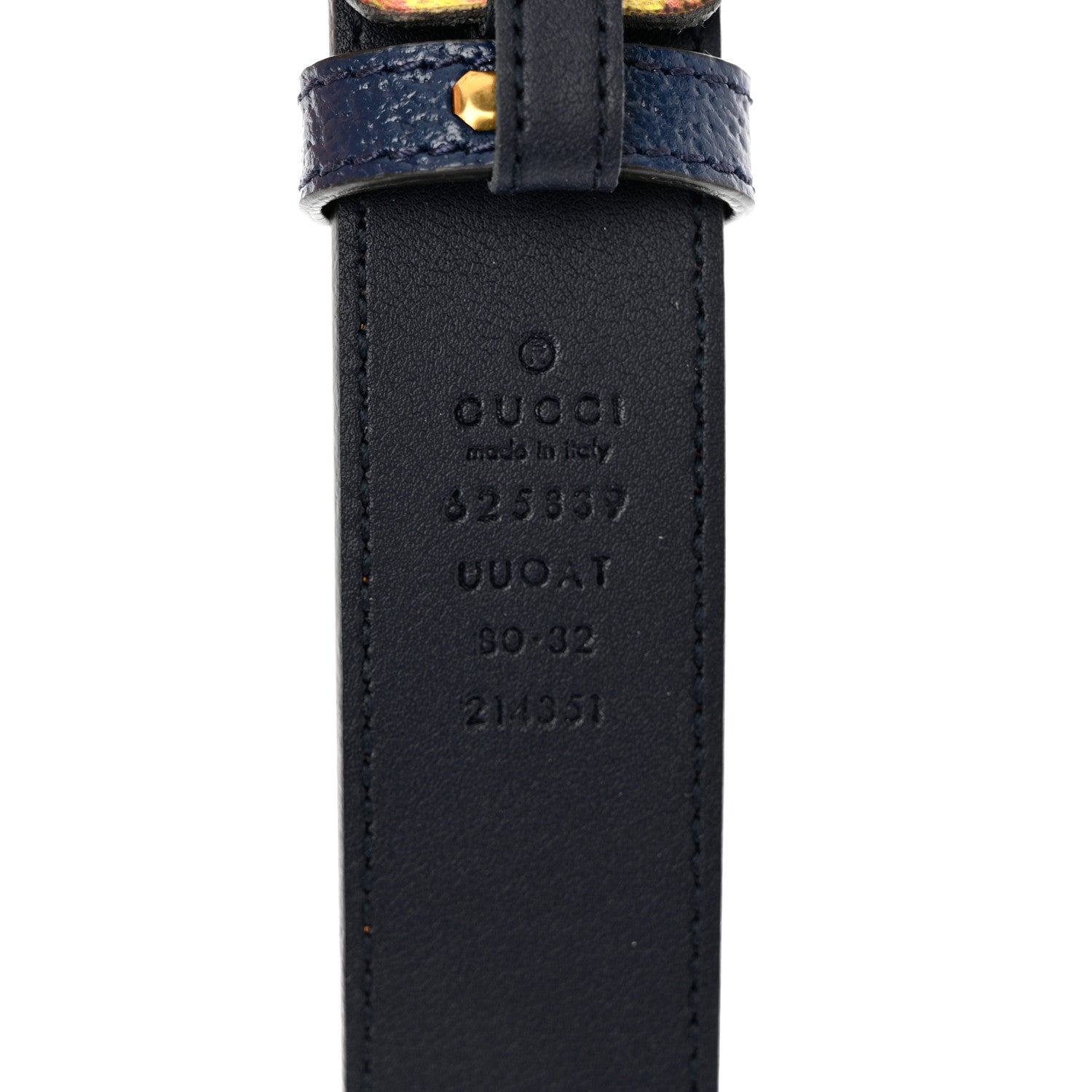 Gucci GG Supreme Monogram Kaleidoscope Double G 30mm Belt 80 32 Blue Orange Multicolor Blue Agata 3 of 3