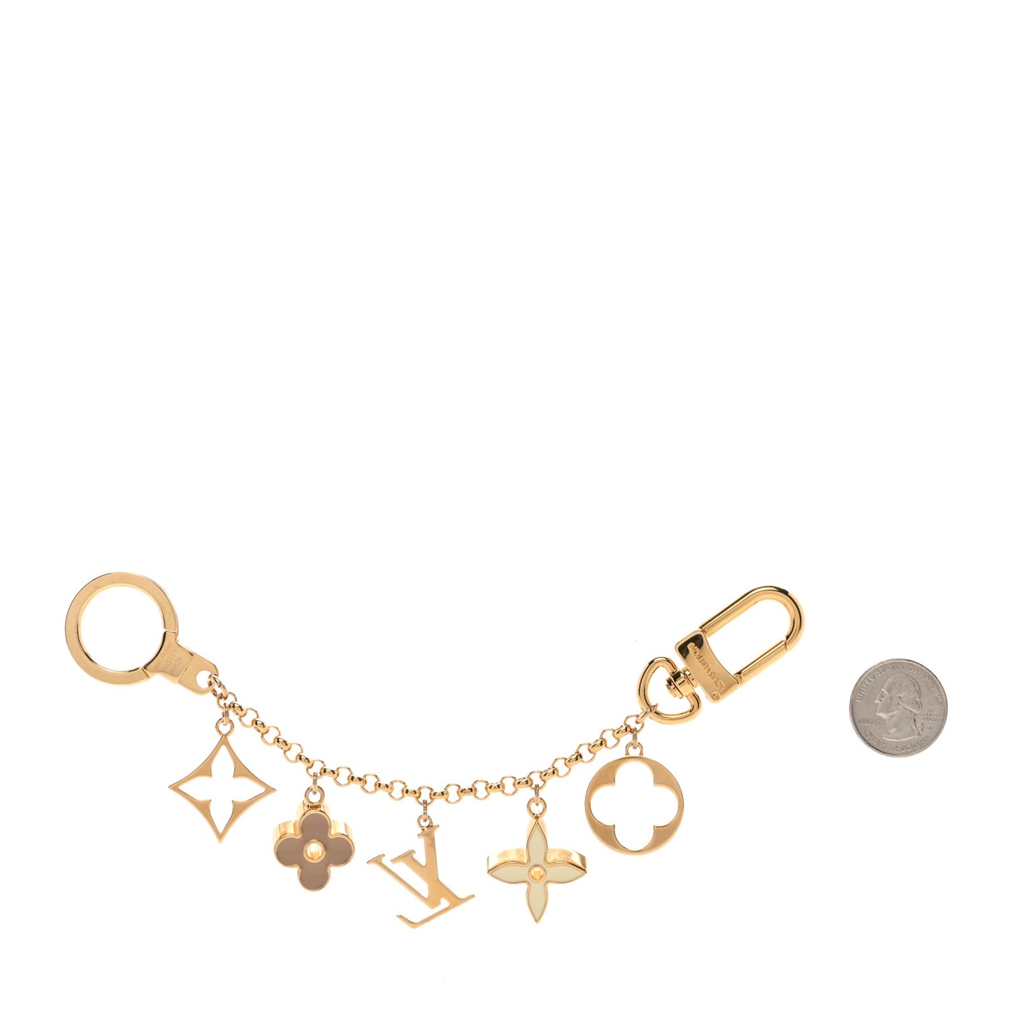Brass Monogram Blooming Flowers Bag Charm Key Holder Rose Ballerine