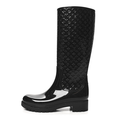 Louis Vuitton Rubber Embossed Monogram Splash Rain Boots 40 Black 1 of 6